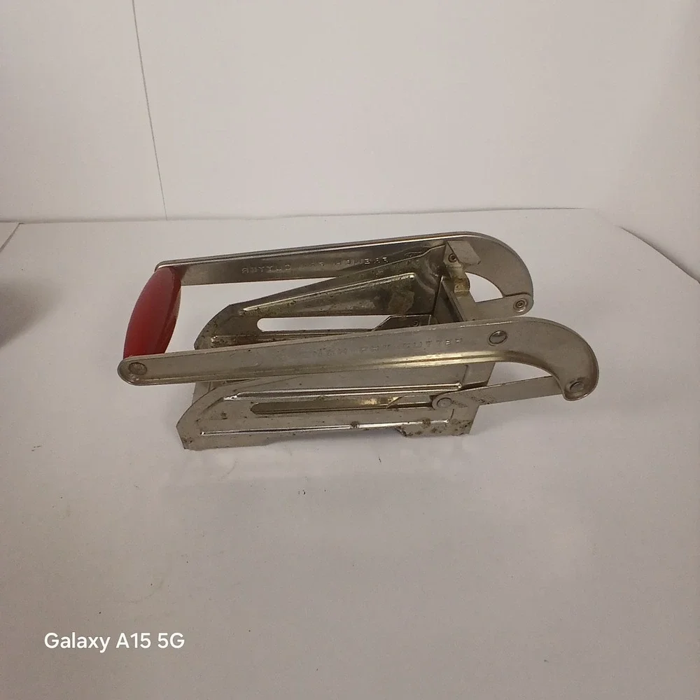 VTG EKCO French Fry Cutter Stainless Steel Wood Handle Manual Slicer USA Retro